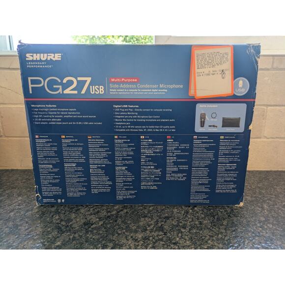 Shure PG27-USB Multi-Purpose Condenser Microphone in box w/Cable Stand Mount - Picture 3 of 11